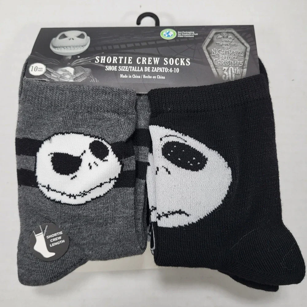 Nightmare Before Christmas 10 Pair Women's Shoe Size 4-10 Shortie Crew Socks‎